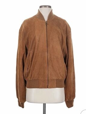 Vintage 90s Coach Suede Bomber Jacket in Camel